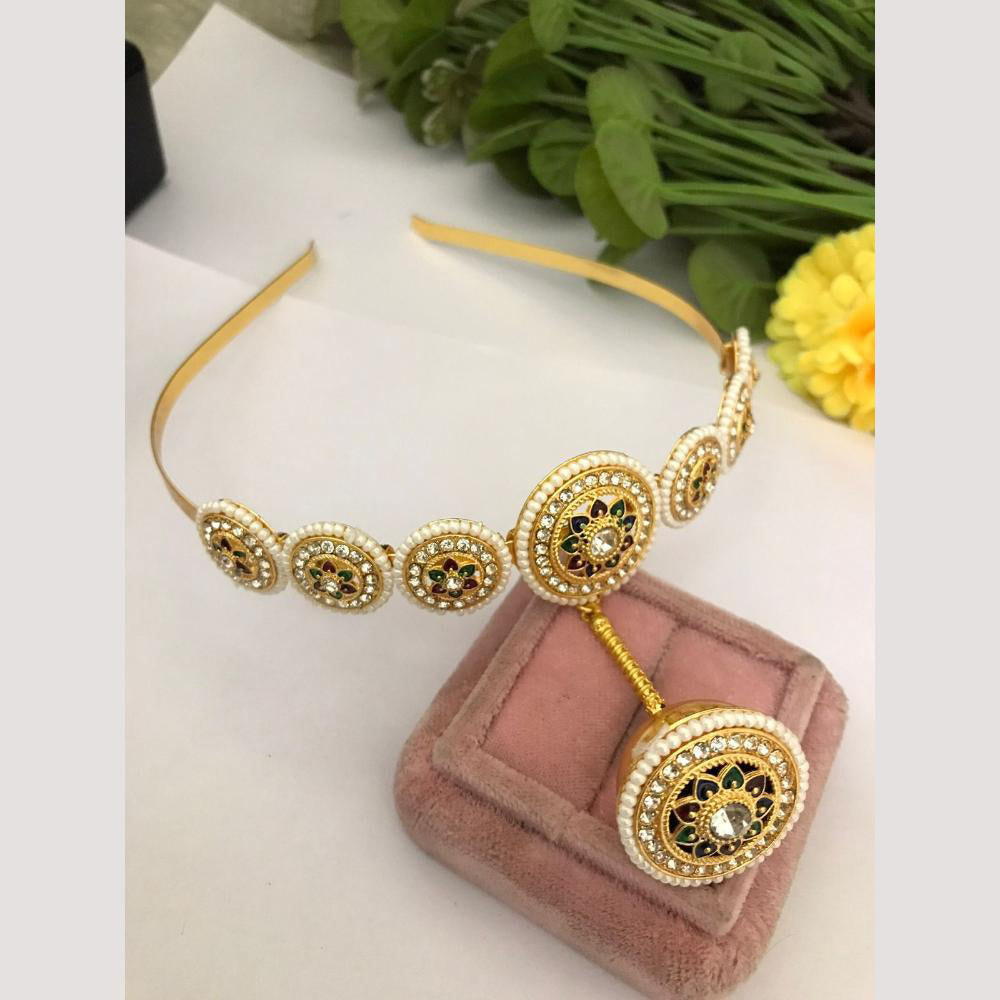 FS Collection Gorgeous Pota Stone & Kundan Hair Band The Perfect Hair Statement