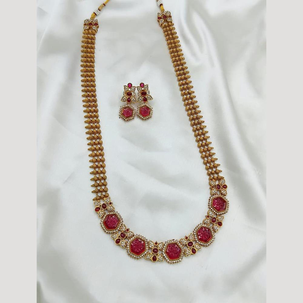 FS Collection Premium Austrian Stone And Pota Design Necklace Set