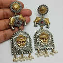 FS Collection Elegant Oxidised Dual Tone Drop Earrings for Festive & Party Wear