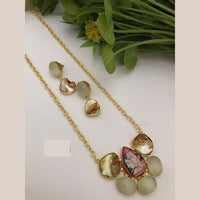 FS Collection Royal Mother Of Pearl Long Necklace Set For Special Occassions 