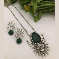 FS Collection Royal Monalisa Stone And Pearl Long  Necklace Set For Weddings And Parties