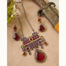 FS Collection Royal Monalisa Stone Long  Necklace Set For Weddings And Parties