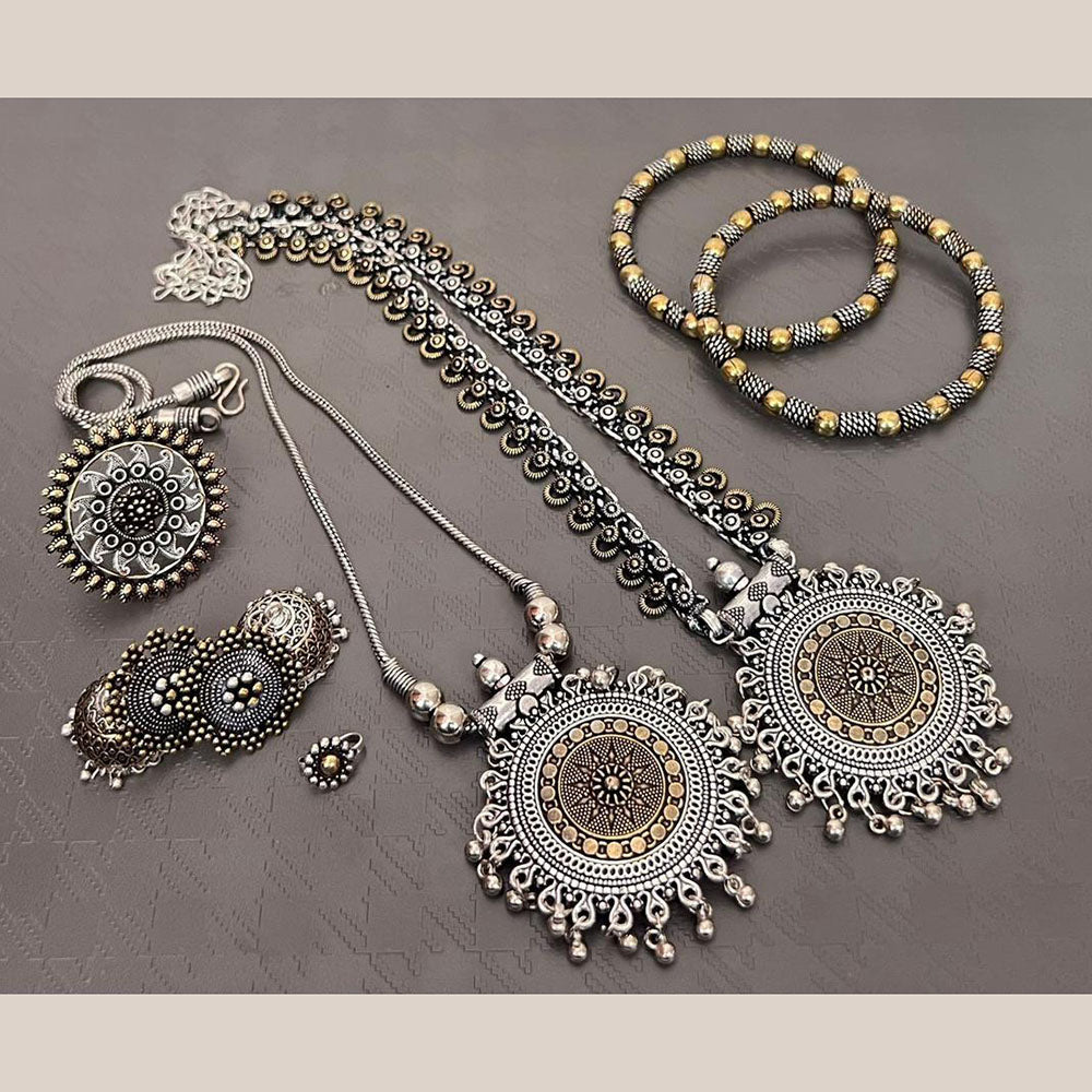 FS Collection Beautiful Oxidised Two Tone Jewellery Combo Set For Navratri Occassions