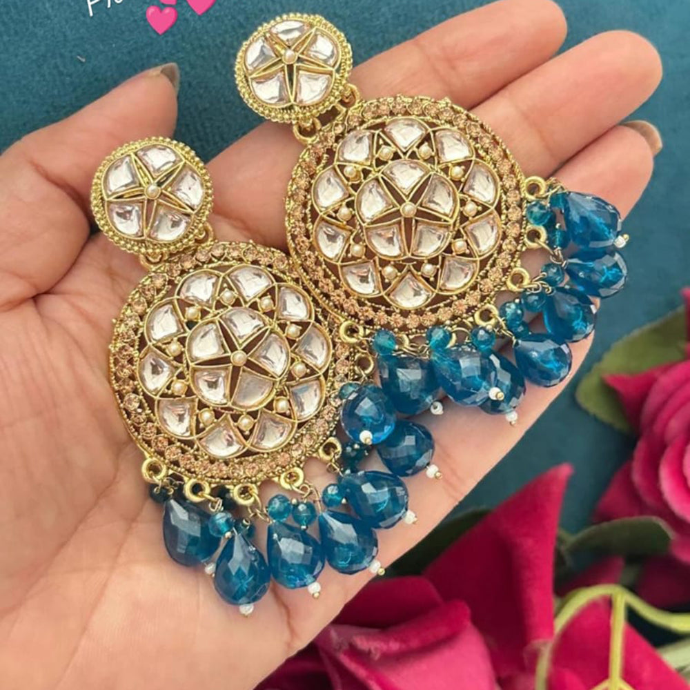 FS Collection Royal Charm Kundan And Pearl Dangler Earrings Set