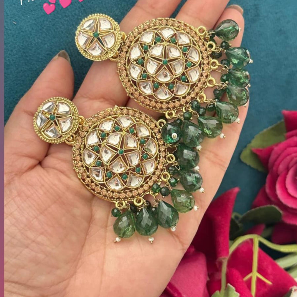 FS Collection Royal Charm Kundan And Pearl Dangler Earrings Set