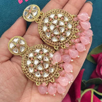 FS Collection Royal Charm Kundan And Pearl Dangler Earrings Set