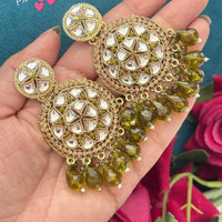 FS Collection Royal Charm Kundan And Pearl Dangler Earrings Set
