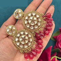 FS Collection Royal Charm Kundan And Pearl Dangler Earrings Set