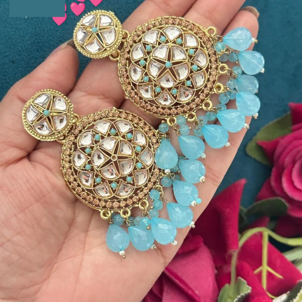 FS Collection Royal Charm Kundan And Pearl Dangler Earrings Set