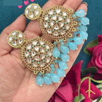 FS Collection Royal Charm Kundan And Pearl Dangler Earrings Set