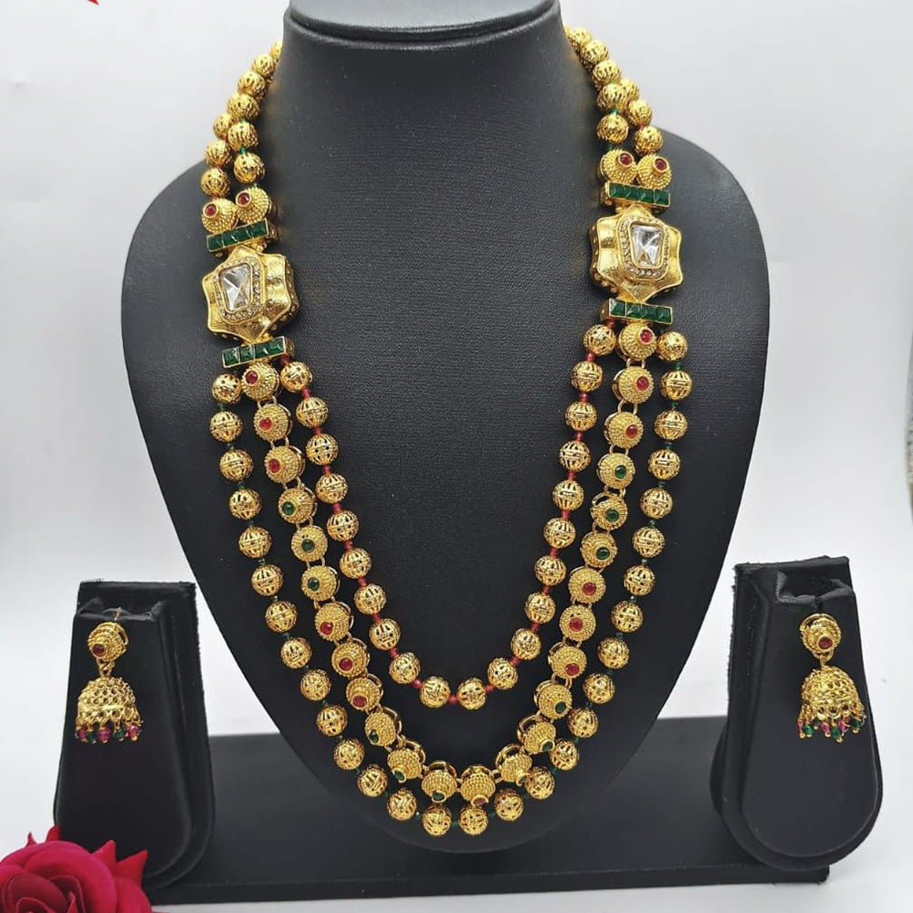 FS Collection Ethnic Charm Pota And Kundan Stone Necklace Set
