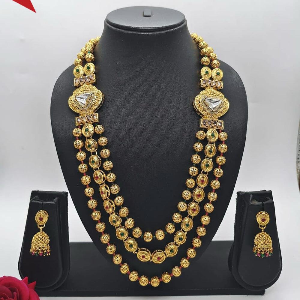 FS Collection Ethnic Charm Pota And Kundan Stone Necklace Set