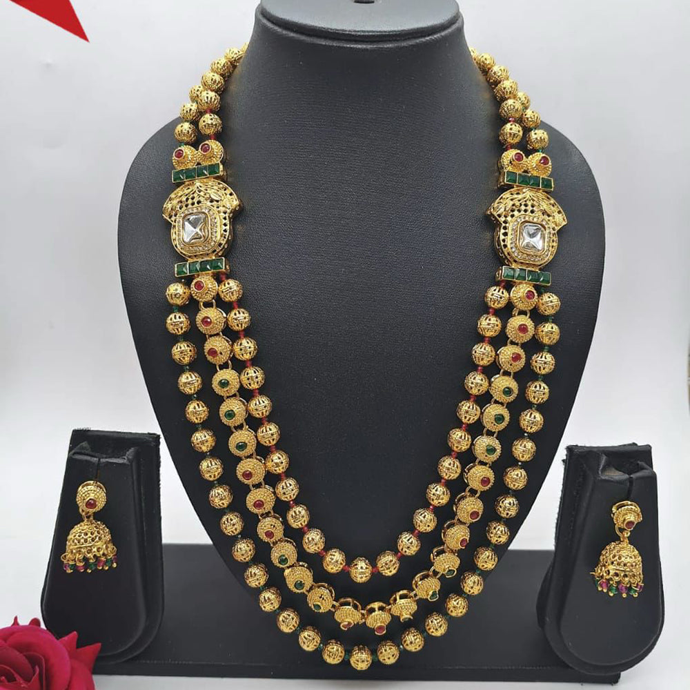 FS Collection Ethnic Charm Pota And Kundan Stone Necklace Set
