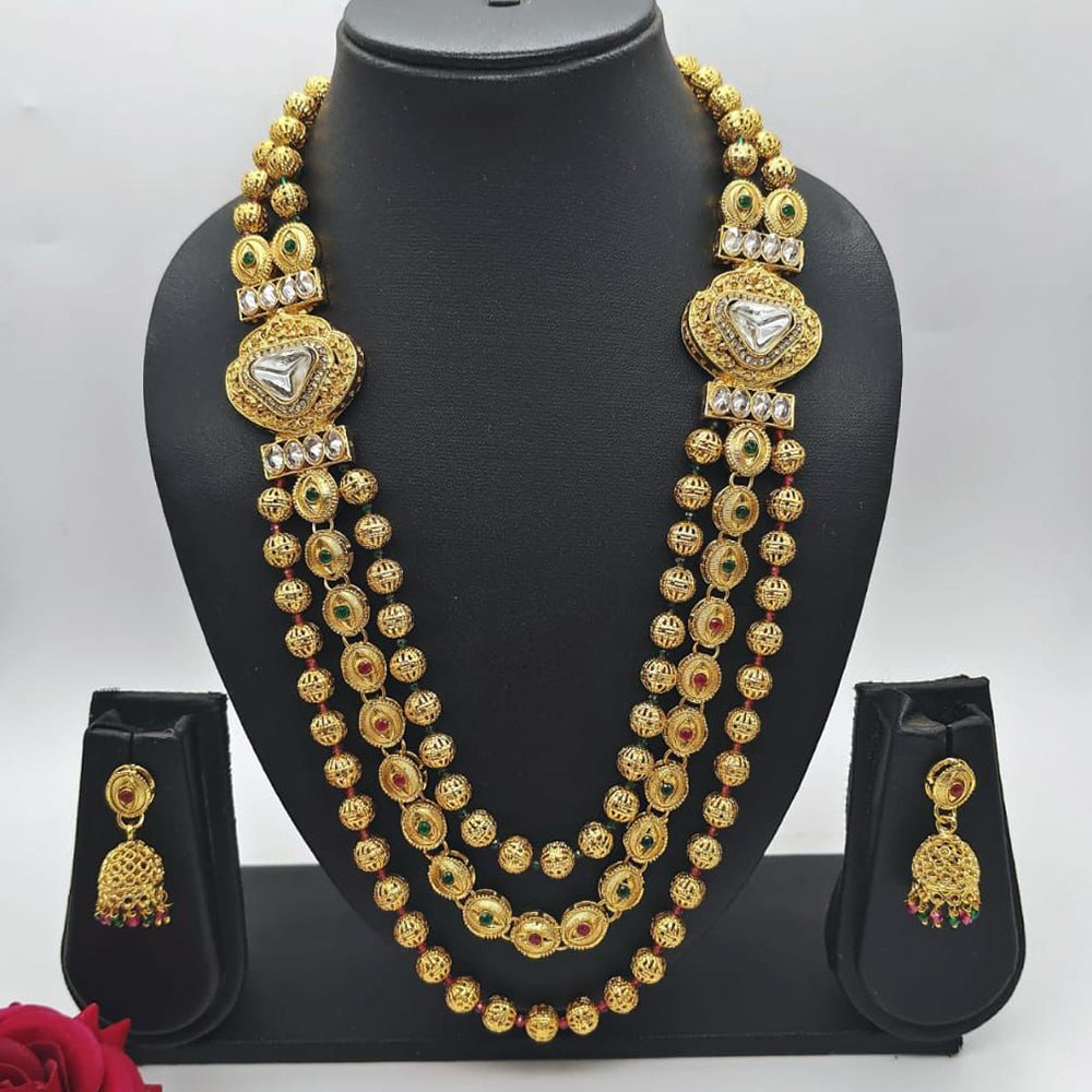 FS Collection Ethnic Charm Pota And Kundan Stone Necklace Set
