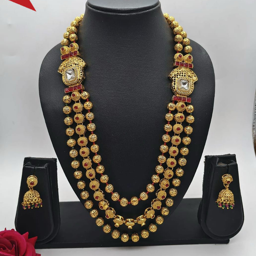 FS Collection Ethnic Charm Pota And Kundan Stone Necklace Set