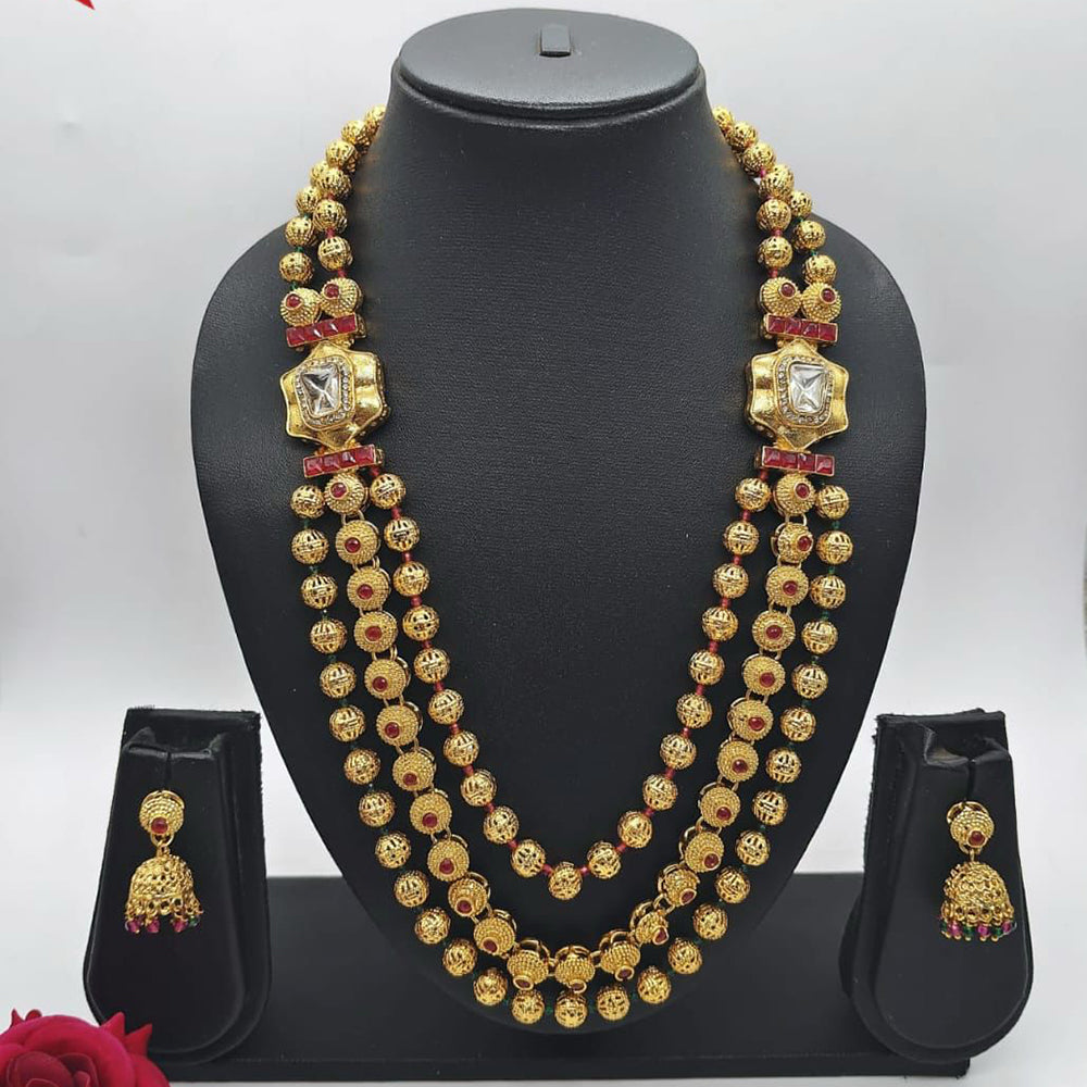 FS Collection Ethnic Charm Pota And Kundan Stone Necklace Set
