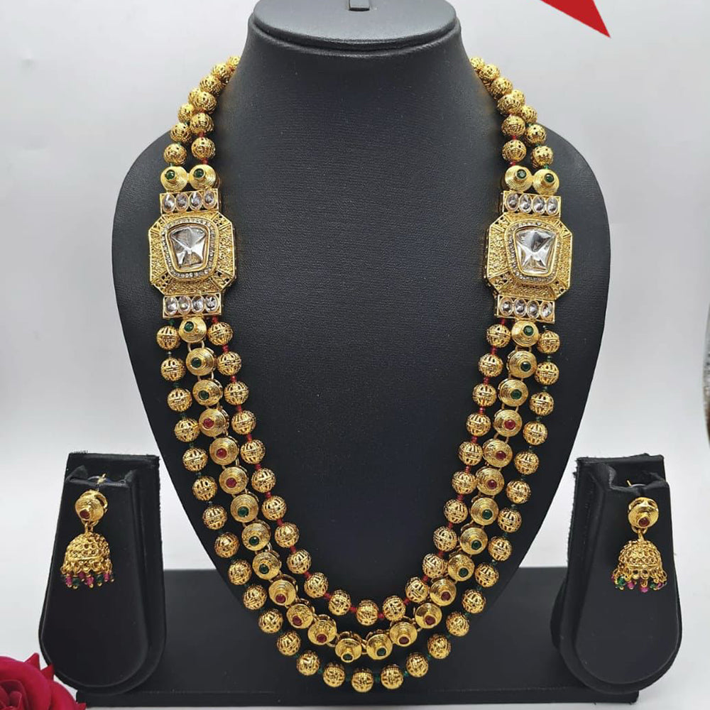 FS Collection Ethnic Charm Pota And Kundan Stone Necklace Set