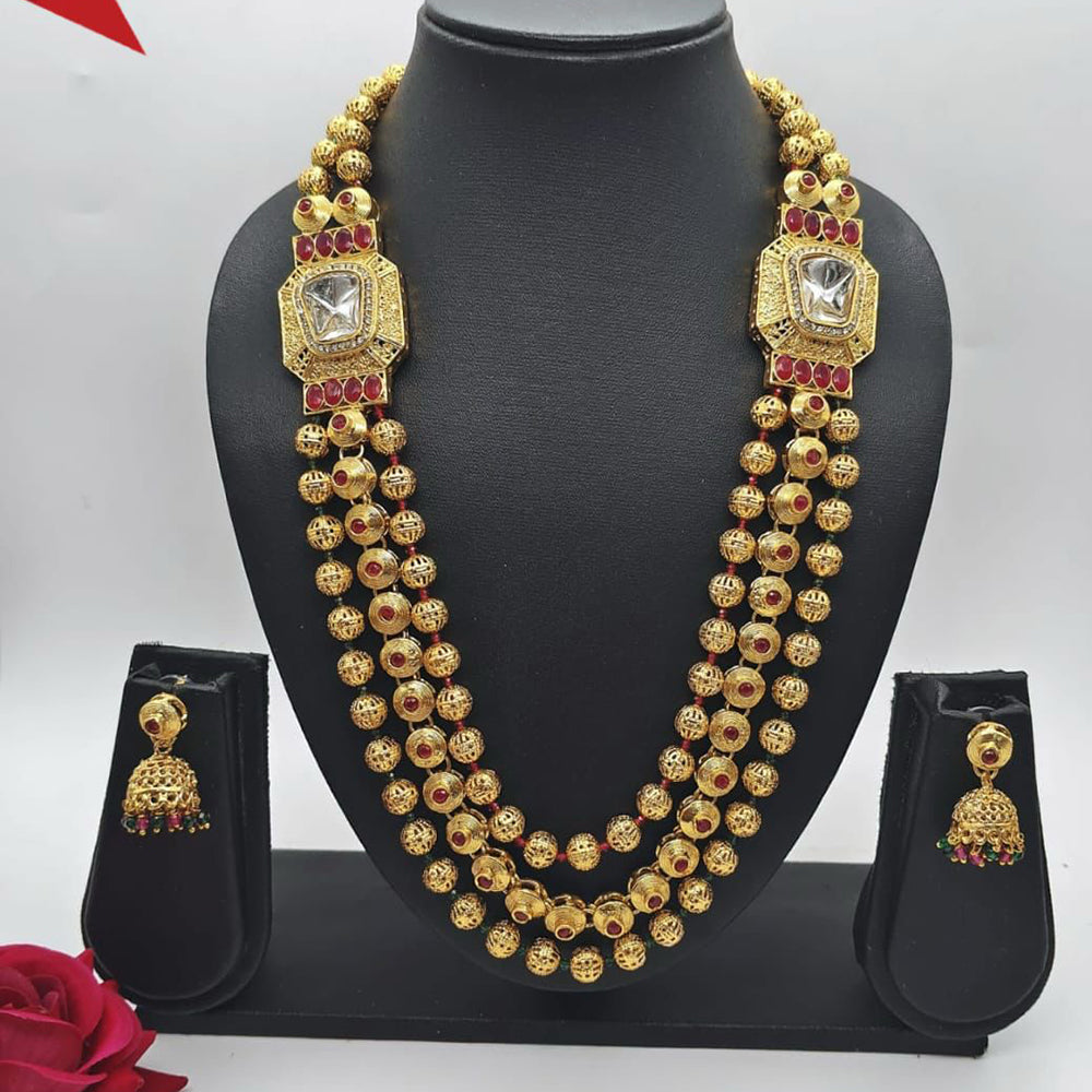 FS Collection Ethnic Charm Pota And Kundan Stone Necklace Set