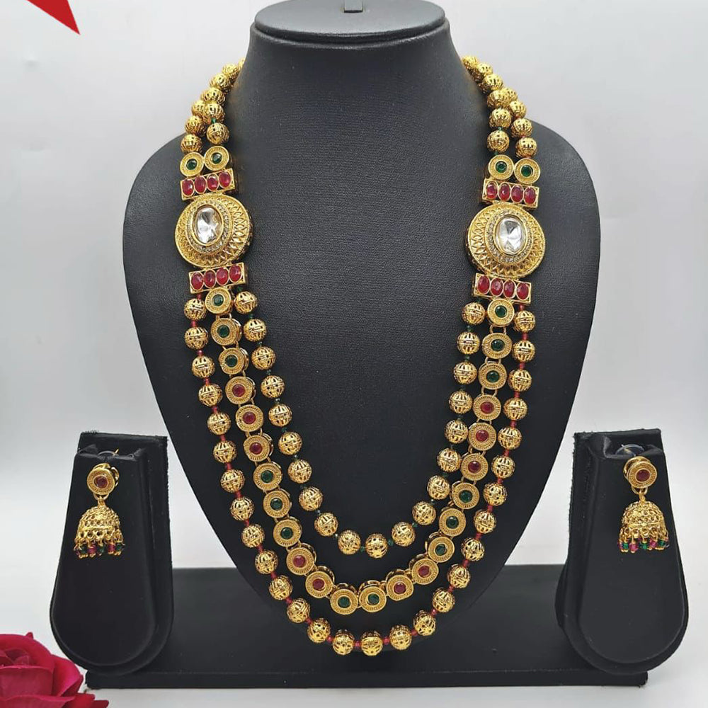 FS Collection Ethnic Charm Pota And Kundan Stone Necklace Set
