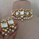 FS Collection Ethnic Kundan And Pearl Choker Necklace Set 