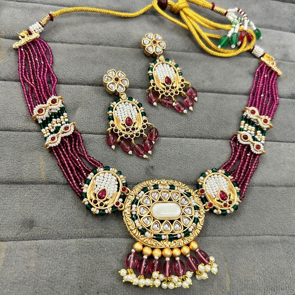 FS Collection Regal Radiance Kundan Stone And Pearl Necklace Set