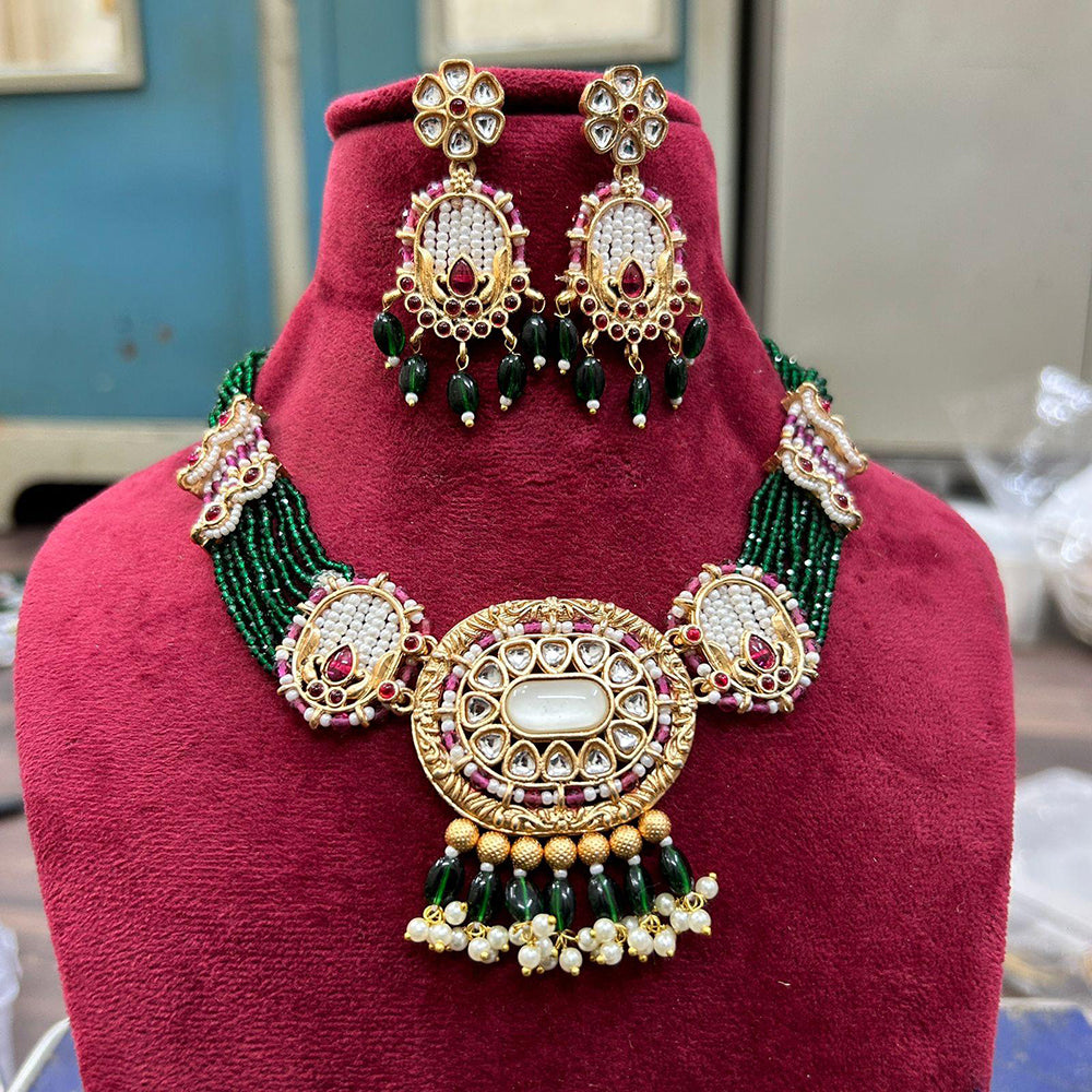 FS Collection Regal Radiance Kundan Stone And Pearl Necklace Set