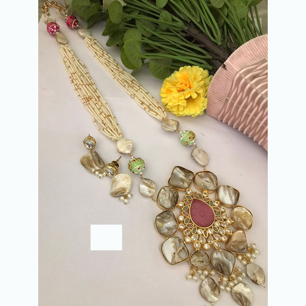 FS Collection Regal Glow Mother Of Pearl Long Necklace Set
