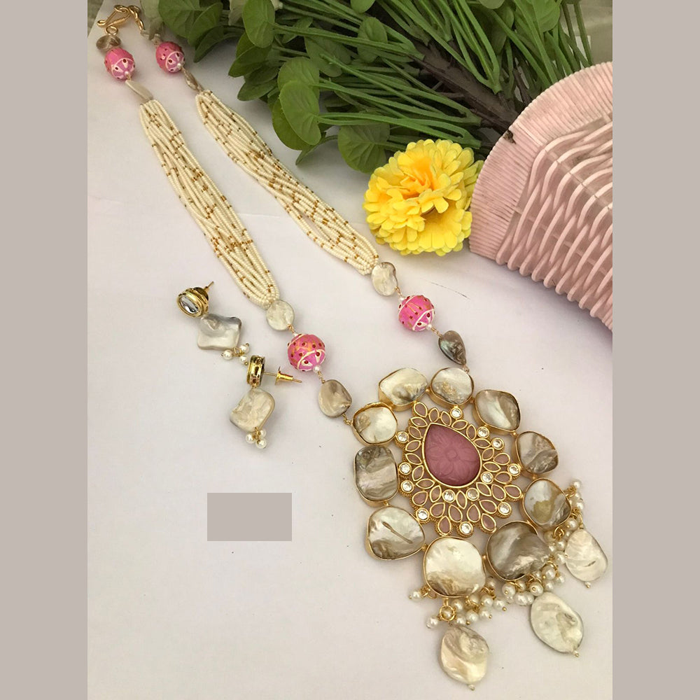FS Collection Regal Glow Mother Of Pearl Long Necklace Set