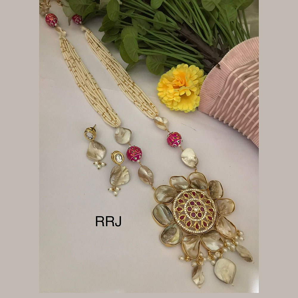 FS Collection Regal Glow Mother Of Pearl Long Necklace Set
