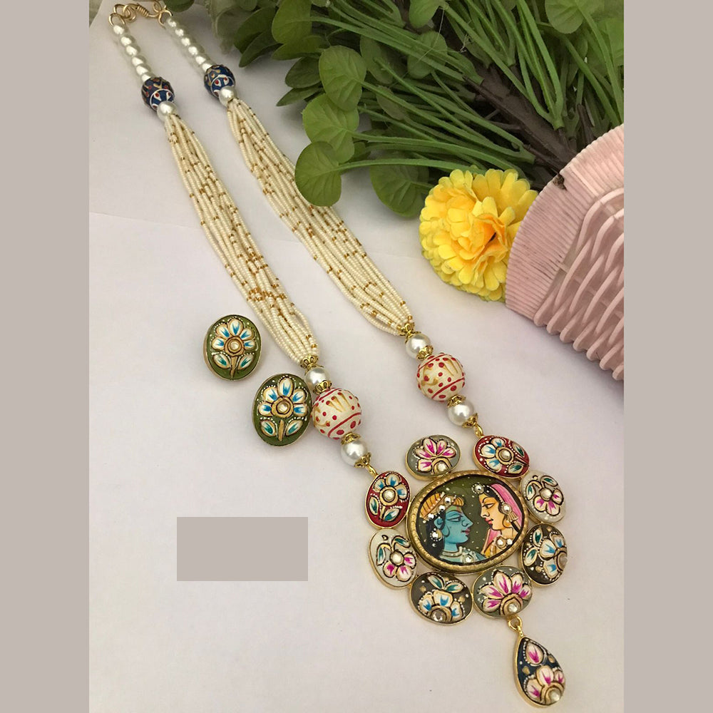 FS Collection Regal Glow Mother Of Pearl Long Necklace Set