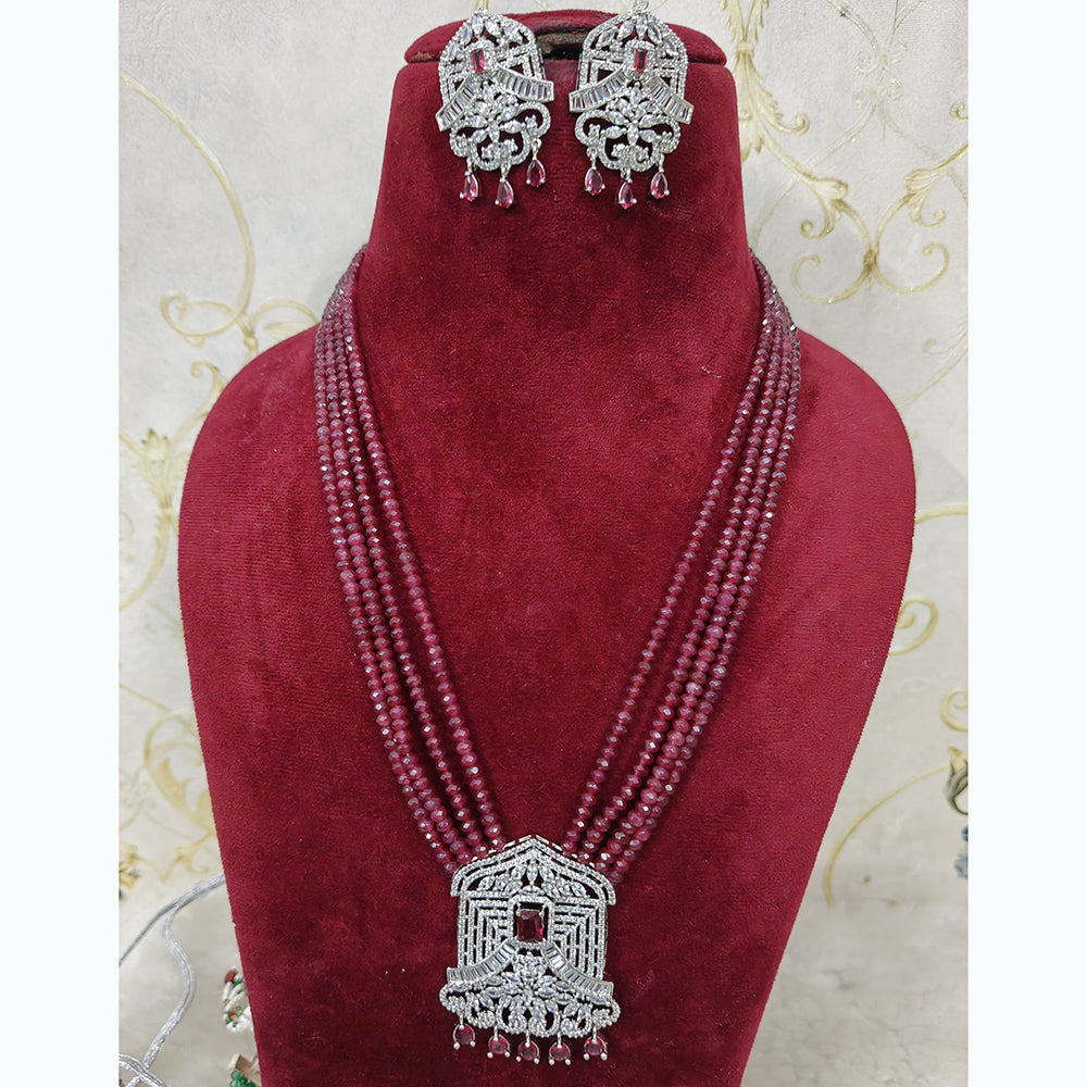 FS Collection Shiny Sparkling American Diamond Necklace Set