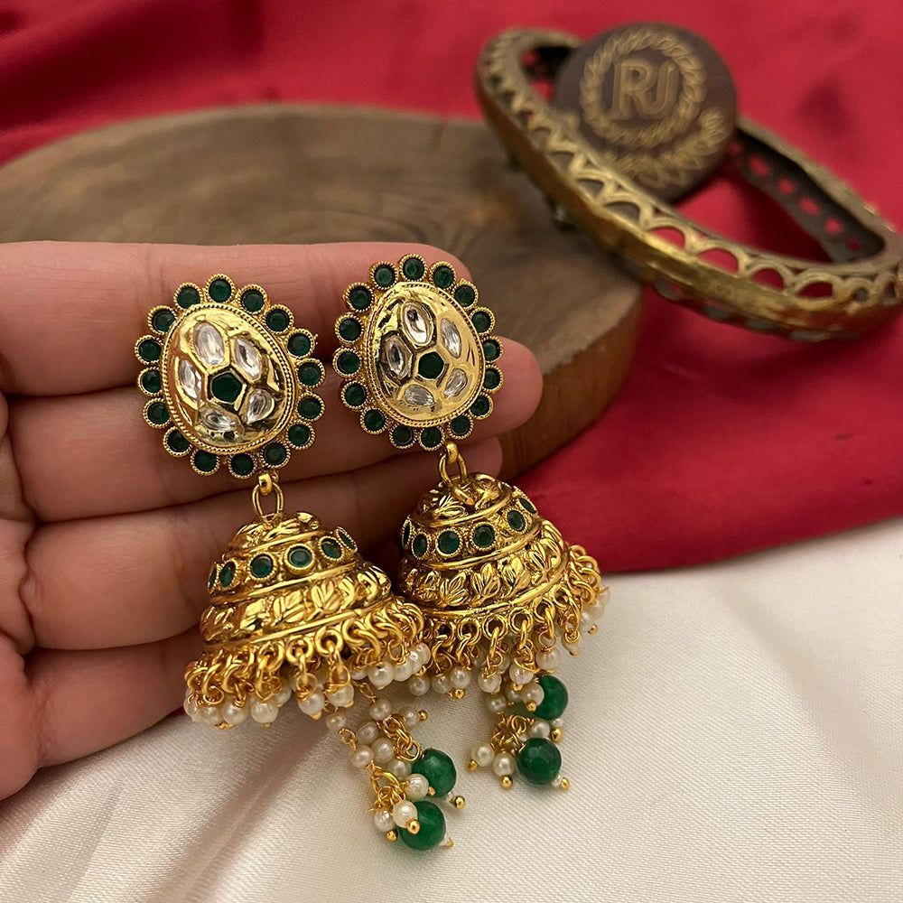 FS Collection Regal Kundan And Pearl Dangler Earrings Set