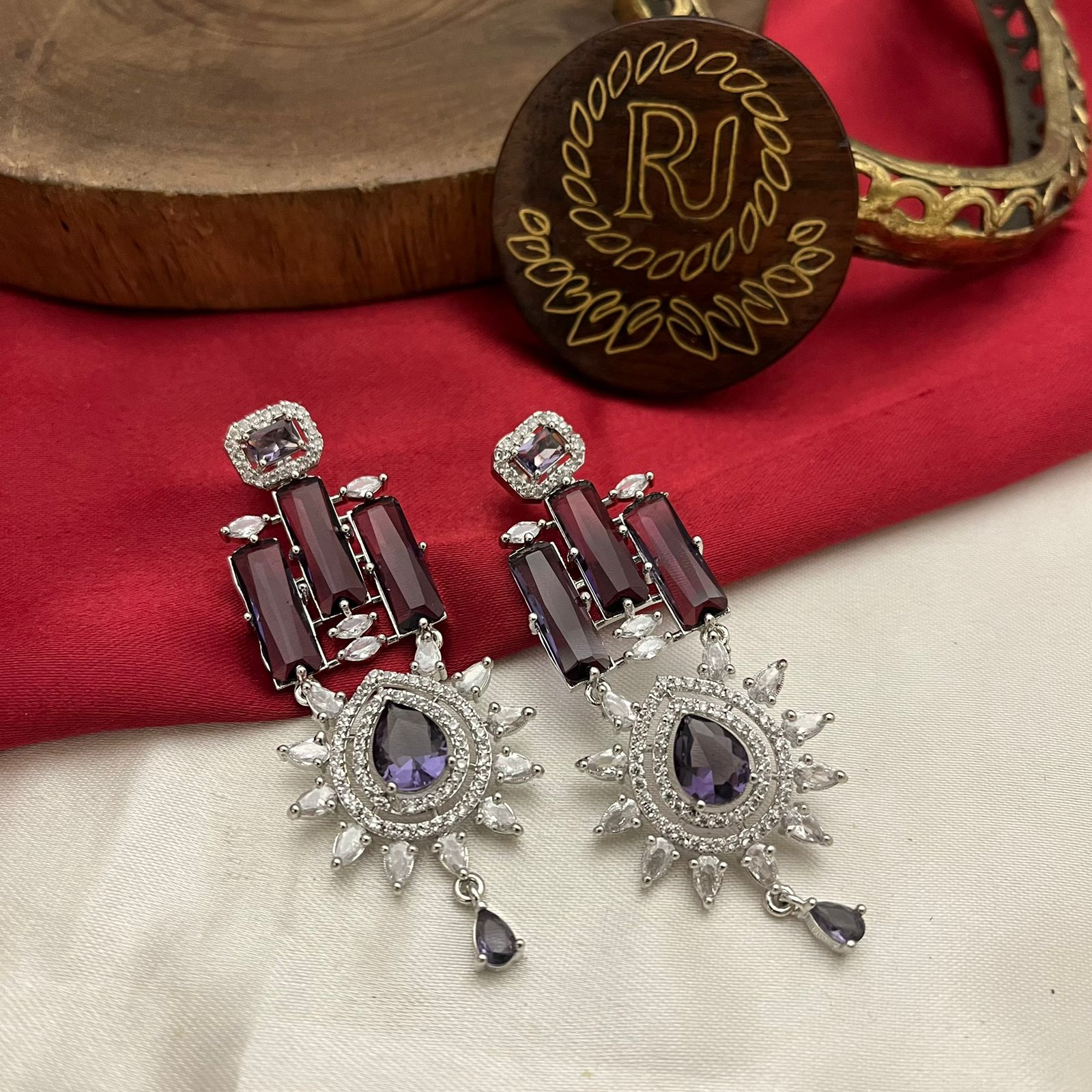 FS Collection Regal Radiance AD And Austrian Stone Dangler Earrings