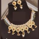 FS Collection Radiant Sparkle Pota Stone And Pearl Meenakari Necklace Set