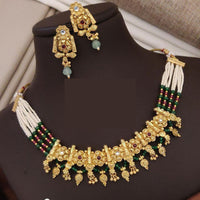 FS Collection Radiant Sparkle Pota Stone And Pearl Meenakari Necklace Set