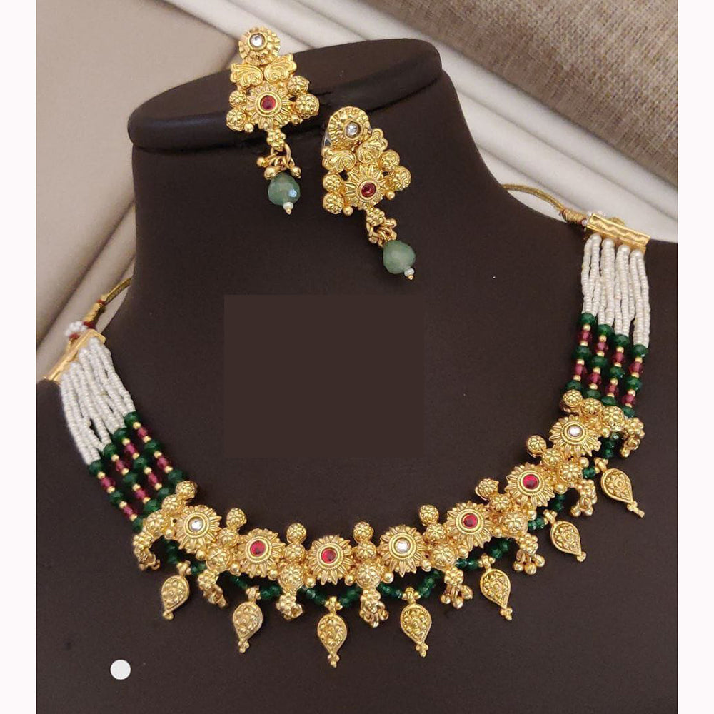 FS Collection Radiant Sparkle Pota Stone And Pearl Meenakari Necklace Set