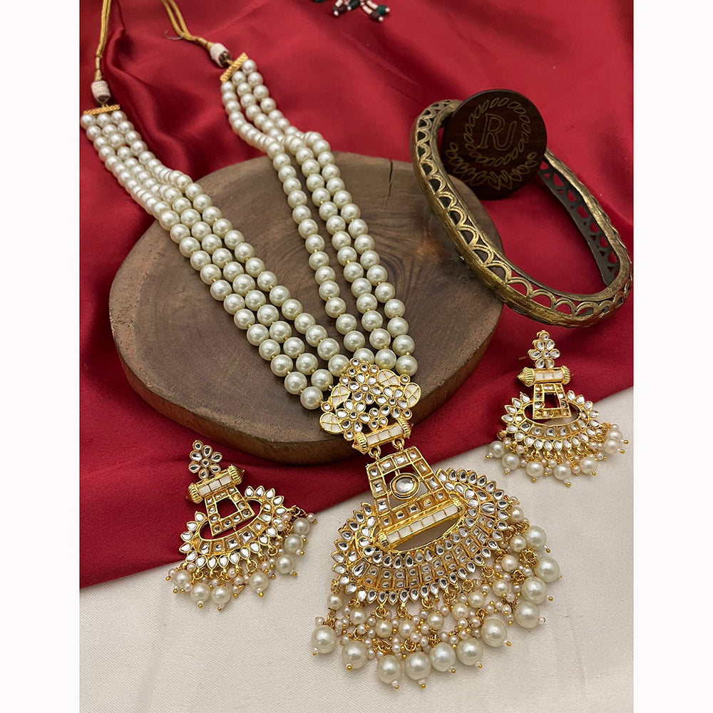 FS Collection Regal Radiance Kundan Stone And Pearl Necklace Set