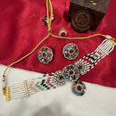 FS Collection Radiant Sparkle Pota Stone And Pearl Necklace Set