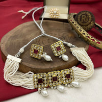 FS Collection Radiant Sparkle Pota Stone And Pearl Necklace Set