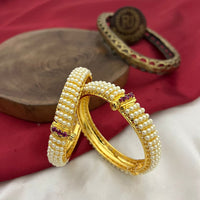 FS Collection Grace Charm Pota Stone And Pearl Bangle Set