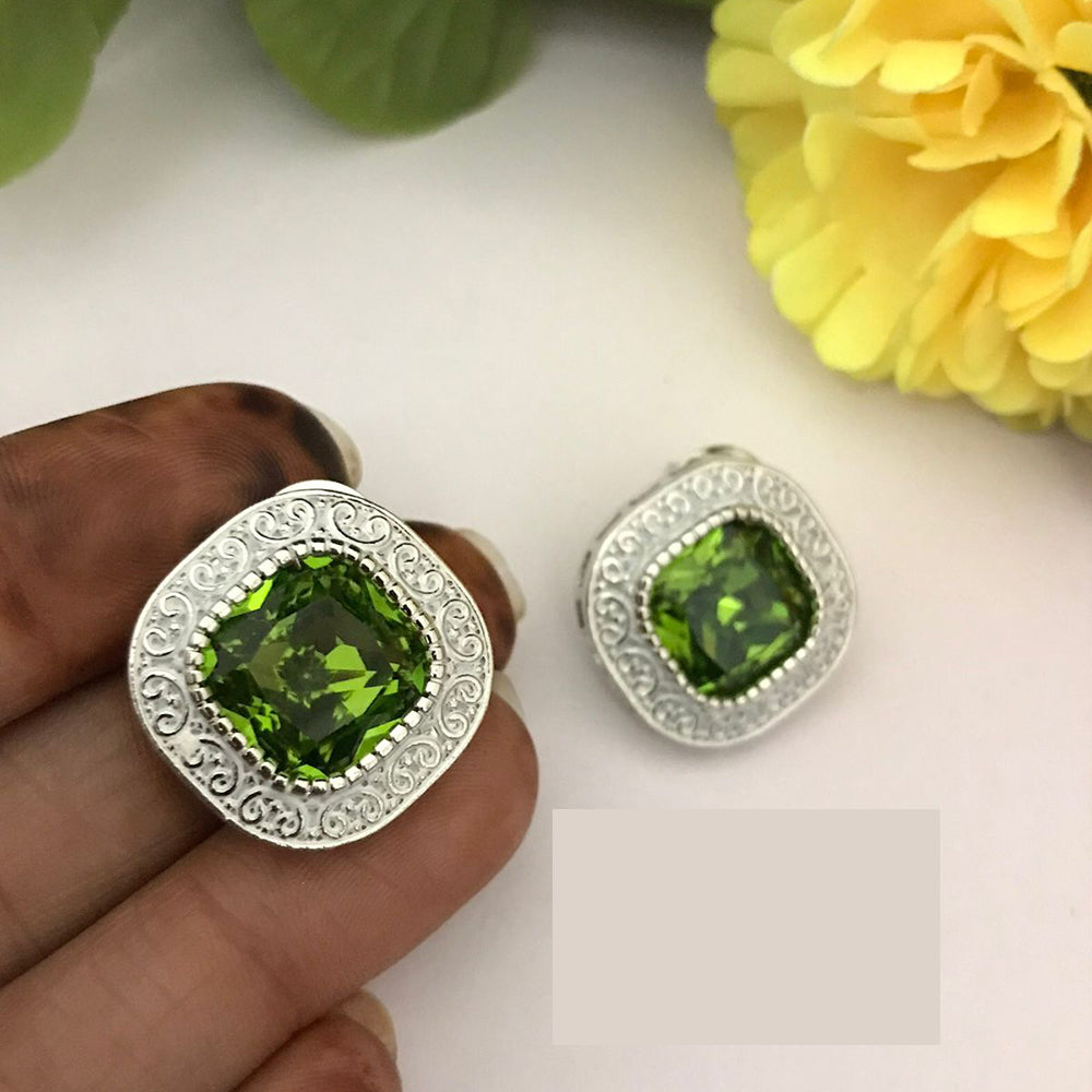 FS Collection Eternal Spark Crystal Stud Earrings for Casual & Festive Looks