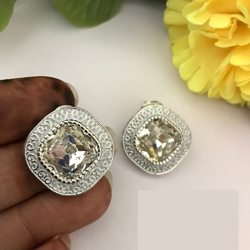 FS Collection Eternal Spark Crystal Stud Earrings for Casual & Festive Looks