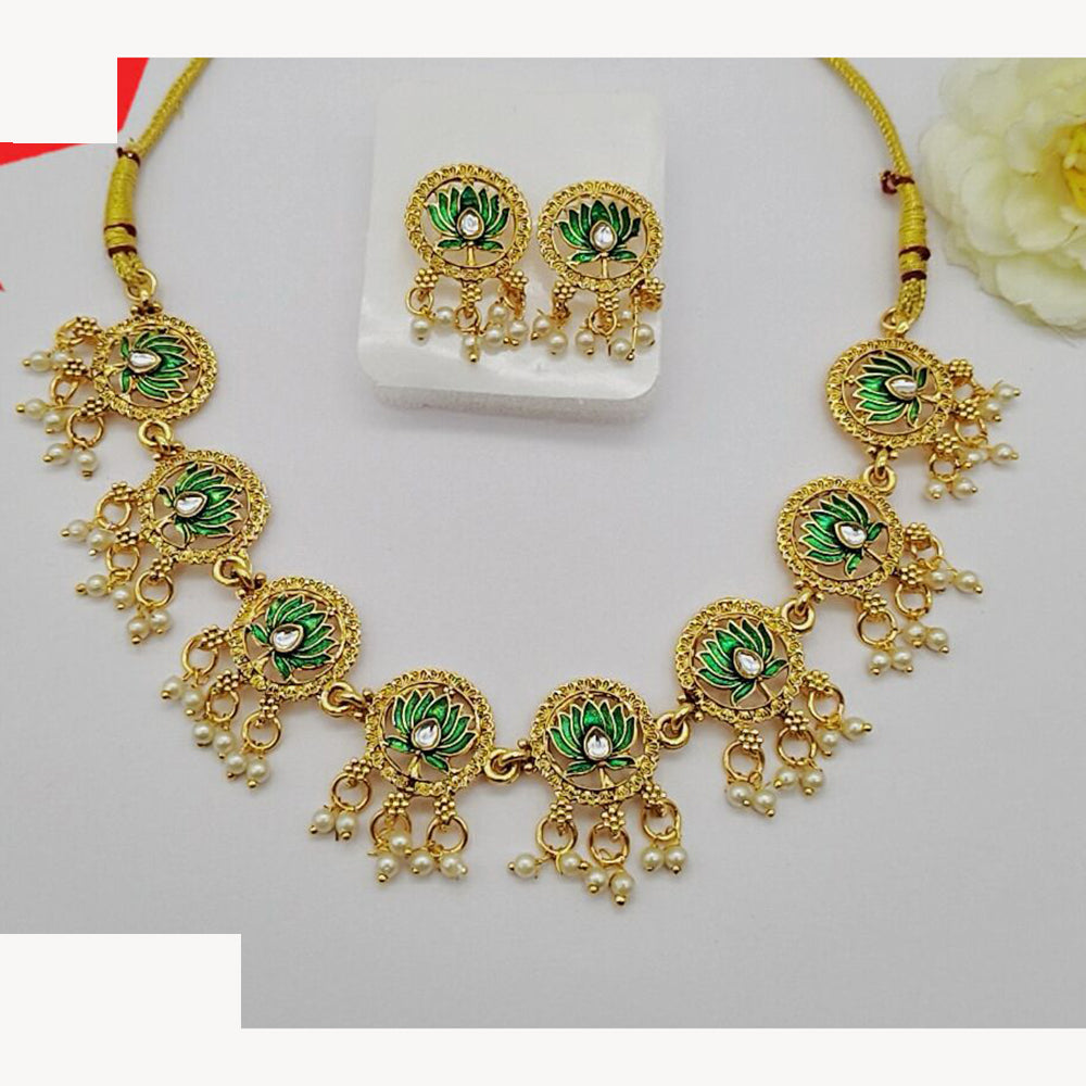 FS Collection Traditional Pota Stone And Pearl Necklace Set For Wedding And Festive Wear