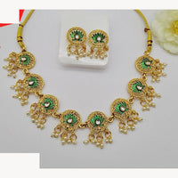 FS Collection Traditional Pota Stone And Pearl Necklace Set For Wedding And Festive Wear