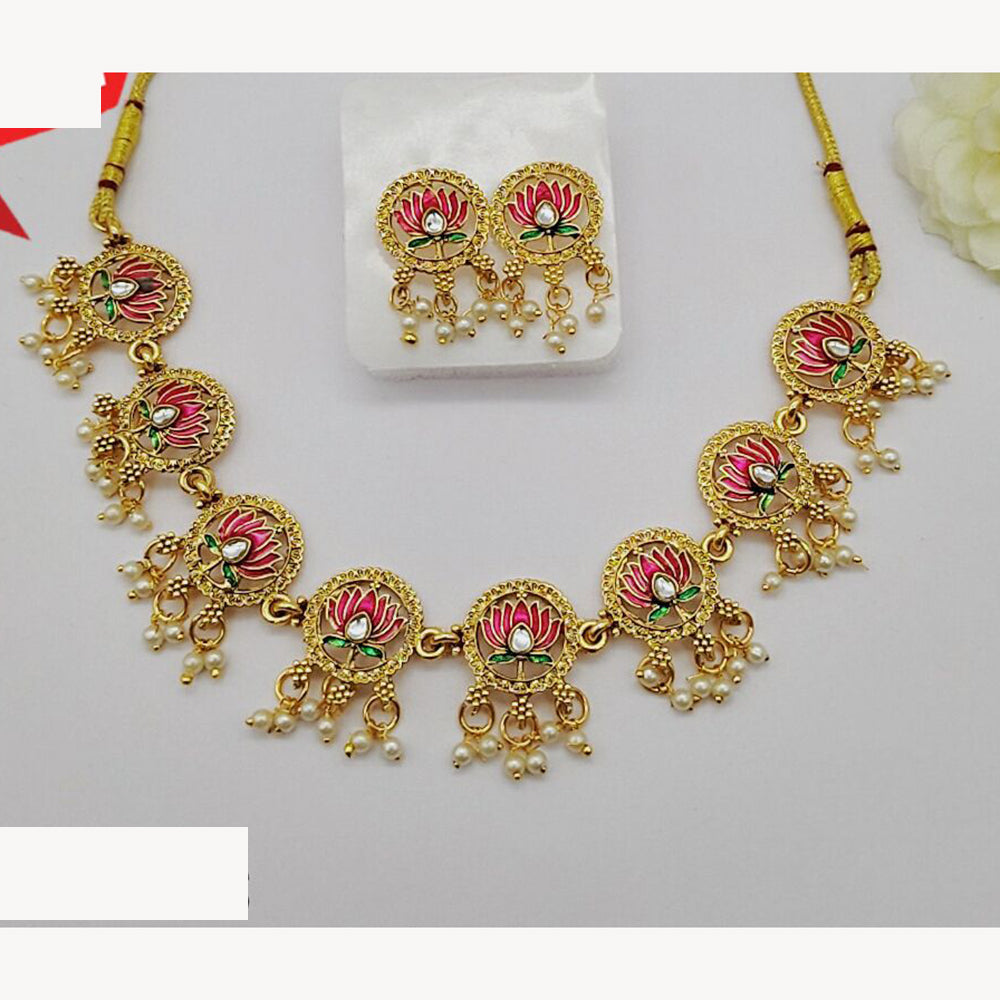 FS Collection Traditional Pota Stone And Pearl Necklace Set For Wedding And Festive Wear