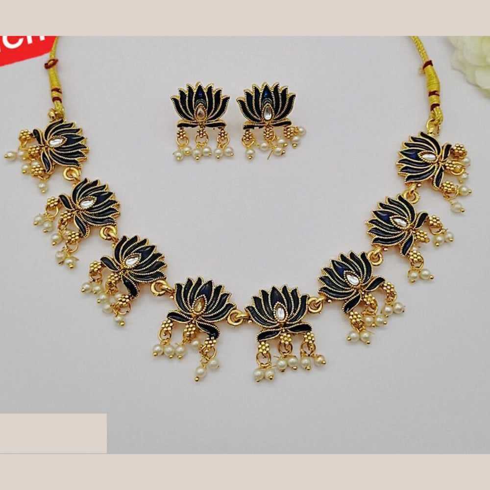 FS Collection Traditional Pota Stone And Pearl Necklace Set For Wedding And Festive Wear
