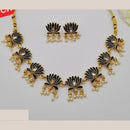 FS Collection Traditional Pota Stone And Pearl Necklace Set For Wedding And Festive Wear