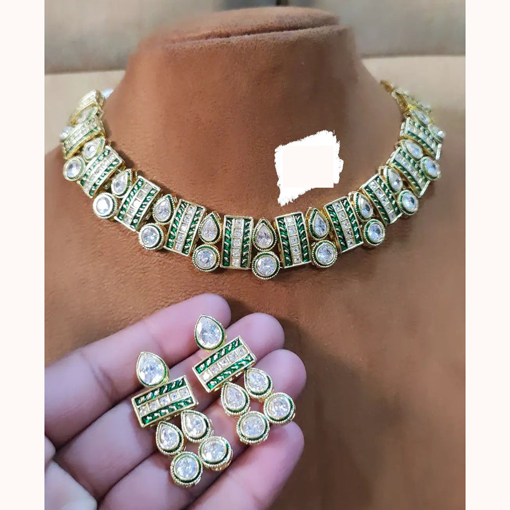FS Collection Traditional Kundan Stone Choker Necklace Set For All Occassions
