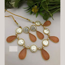 FS Collection Modern Look Mother Of Pearl Stone Necklace Set For Special Occassions 