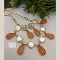 FS Collection Modern Look Mother Of Pearl Stone Necklace Set For Special Occassions 